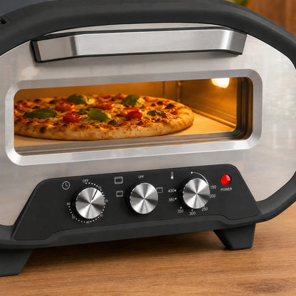 HOMCOM Electric Pizza Oven, Pizza Maker with 3 Knob Control & Ceramic Stone, Viewing Window, 2200W