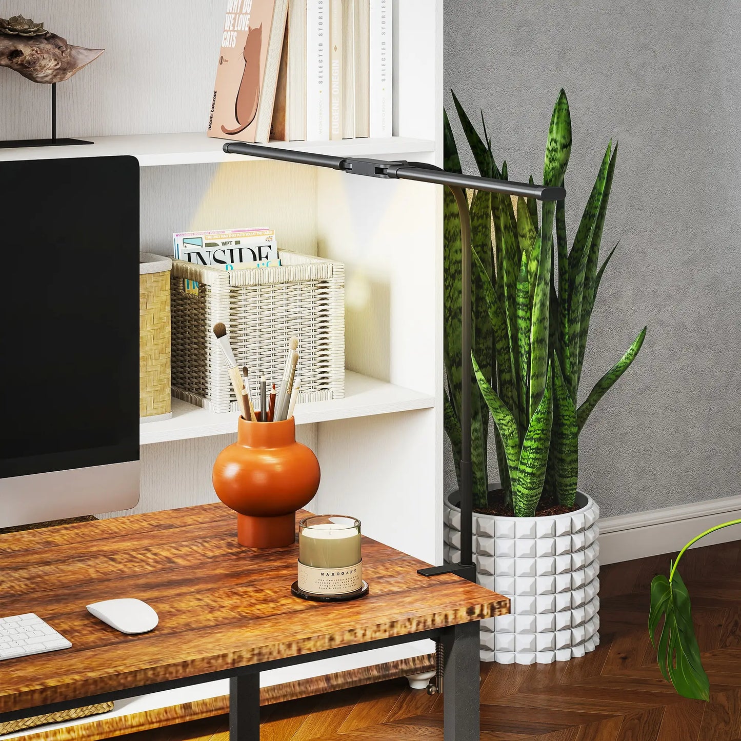 HOMCOM LED Desk Lamp, Double Head Light Table Lamp with 3 Colour Modes & 10 Brightness Levels, Timer, Black