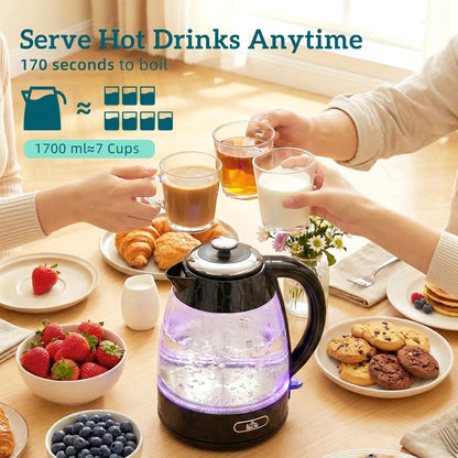 HOMCOM Kettle and Toaster Set, 1.7L 3000W Rapid Kettle with Strix Thermostat, 4 Slice Toaster, Black