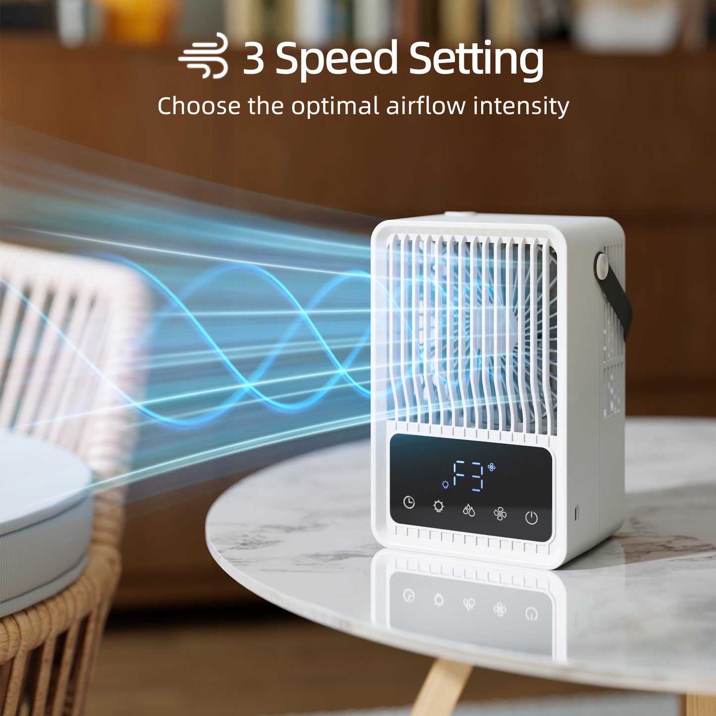 HOMCOM Mini Desk Fan with Humidifier & RGB Light Portable Table Fan with 550ml Water Tank