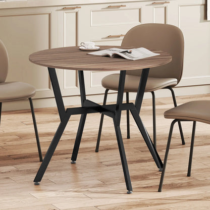 HOMCOM Dining Table, Round Kitchen Table with Black Legs, Anti-Slip Foot Pads, Brown
