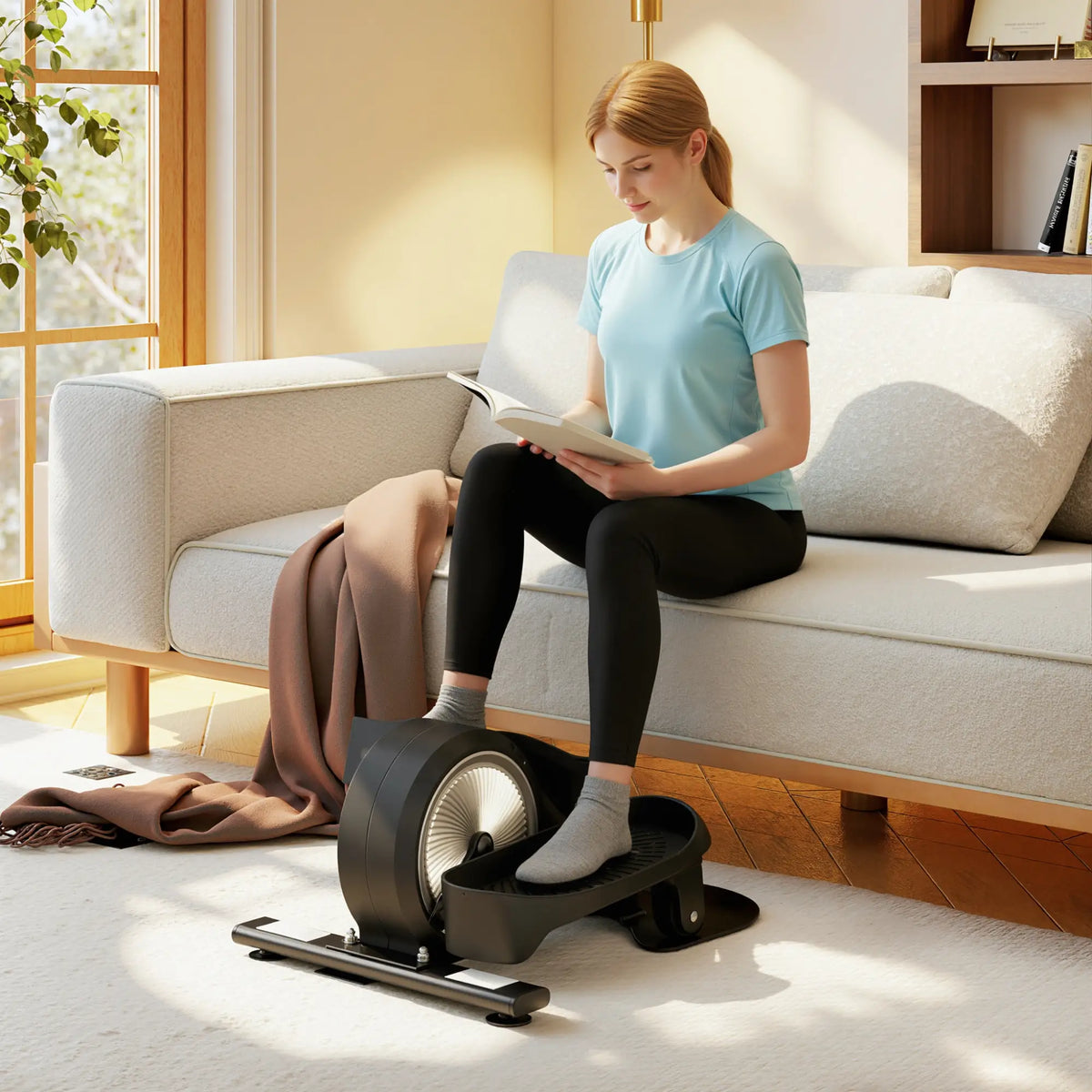 SPORTNOW Under Desk Elliptical Machine with LCD Monitor for 2-in-1 Seat & Stand Up Exercise
