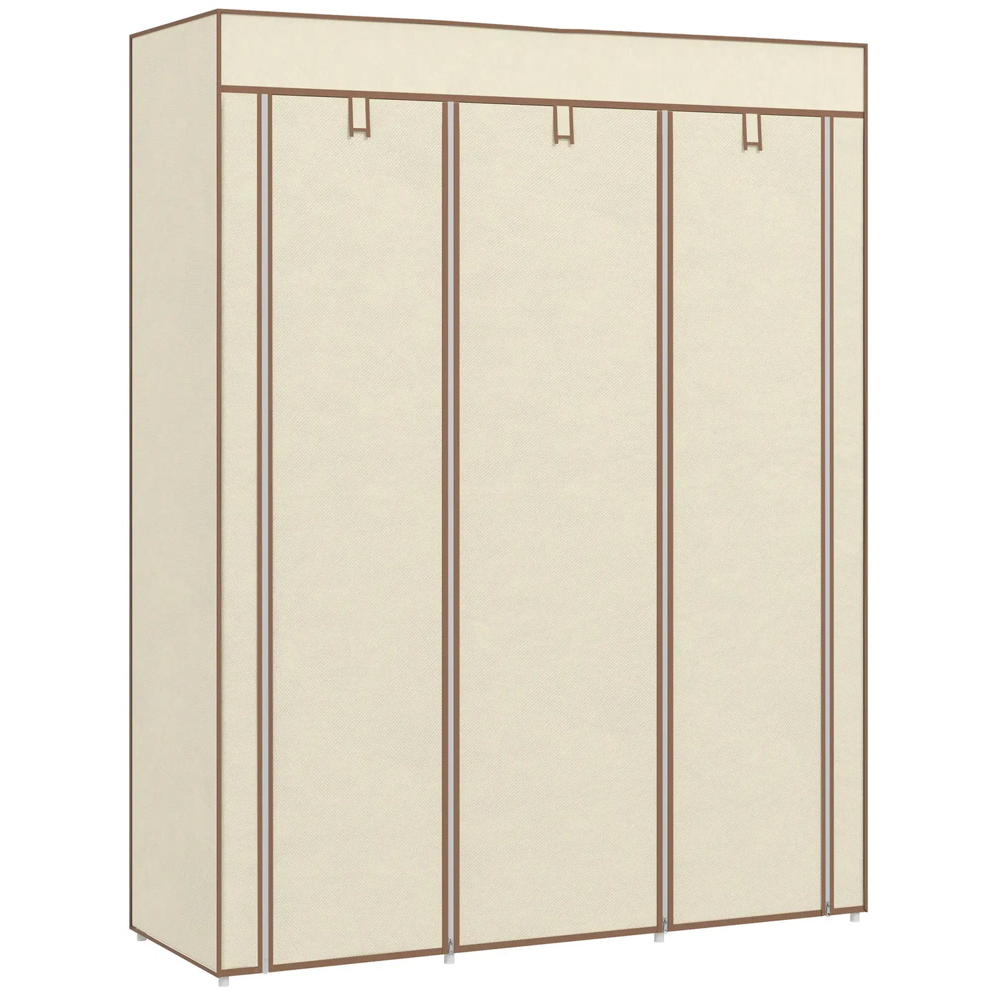 HOMCOM Fabric Cloth Wardrobe Clothes Organizer with Rails and Shelves - Cream White