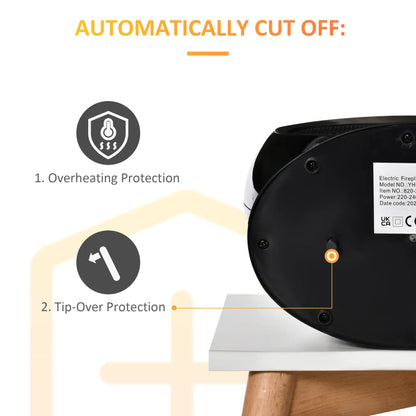 HOMCOM Freestanding Electric Fireplace Indoor Table Top Space Heater with Flame Effect, Rotatable Head, 1500W, Black