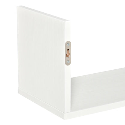 HOMCOM Set of 3 Wooden U-Shaped Floating Shelves Set, Wall Mounted Hanging Bookshelf, White