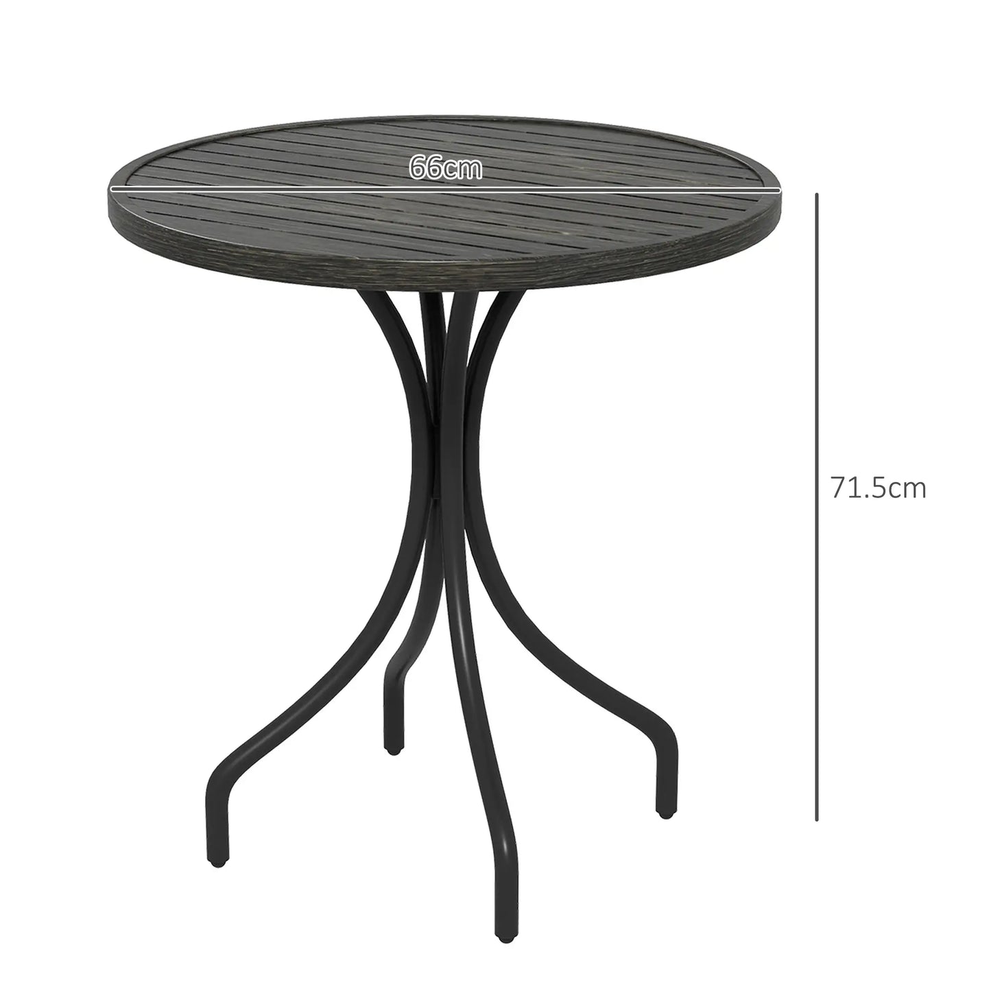 Outsunny Φ66cm Galvanised Steel Outdoor Round Garden Table - Grey