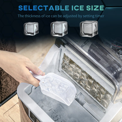 HOMCOM 3.2L Compact Ice Machine with LCD Screen and Accessories - Black