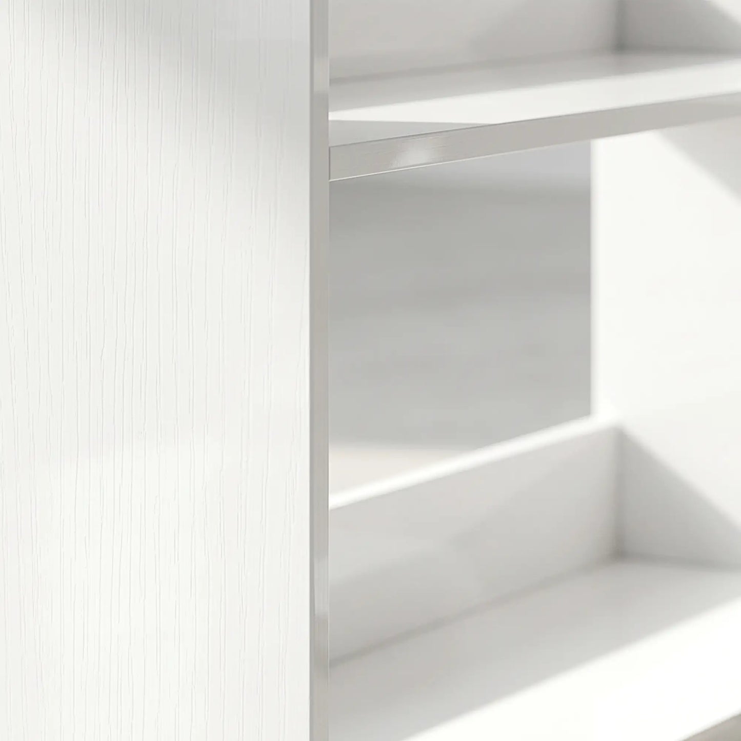 HOMCOM 7 Tiers Bookshelf, L-Shaped Corner Bookcase with Anti-Slip Rear Guard, White Wood Effect