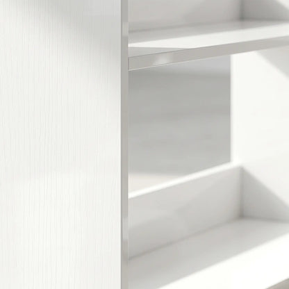 HOMCOM 7 Tiers Bookshelf, L-Shaped Corner Bookcase with Anti-Slip Rear Guard, White Wood Effect