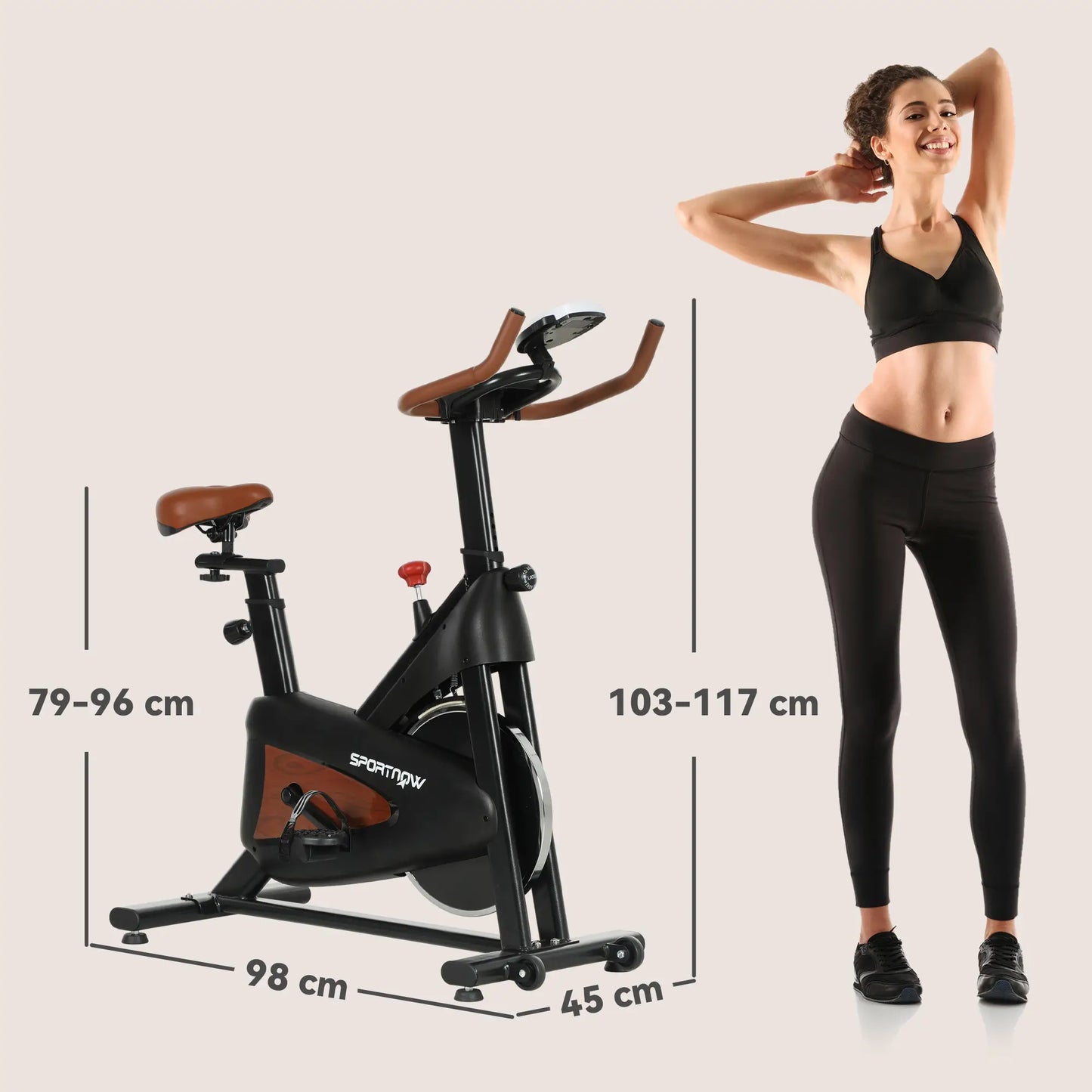 SPORTNOW Indoor Exercise Bike, Quiet Stationary Bike, Stylish Cycling Machine with Adjustable Seat and Resistance, LCD Monitor, for Home Gym Cardio Workout