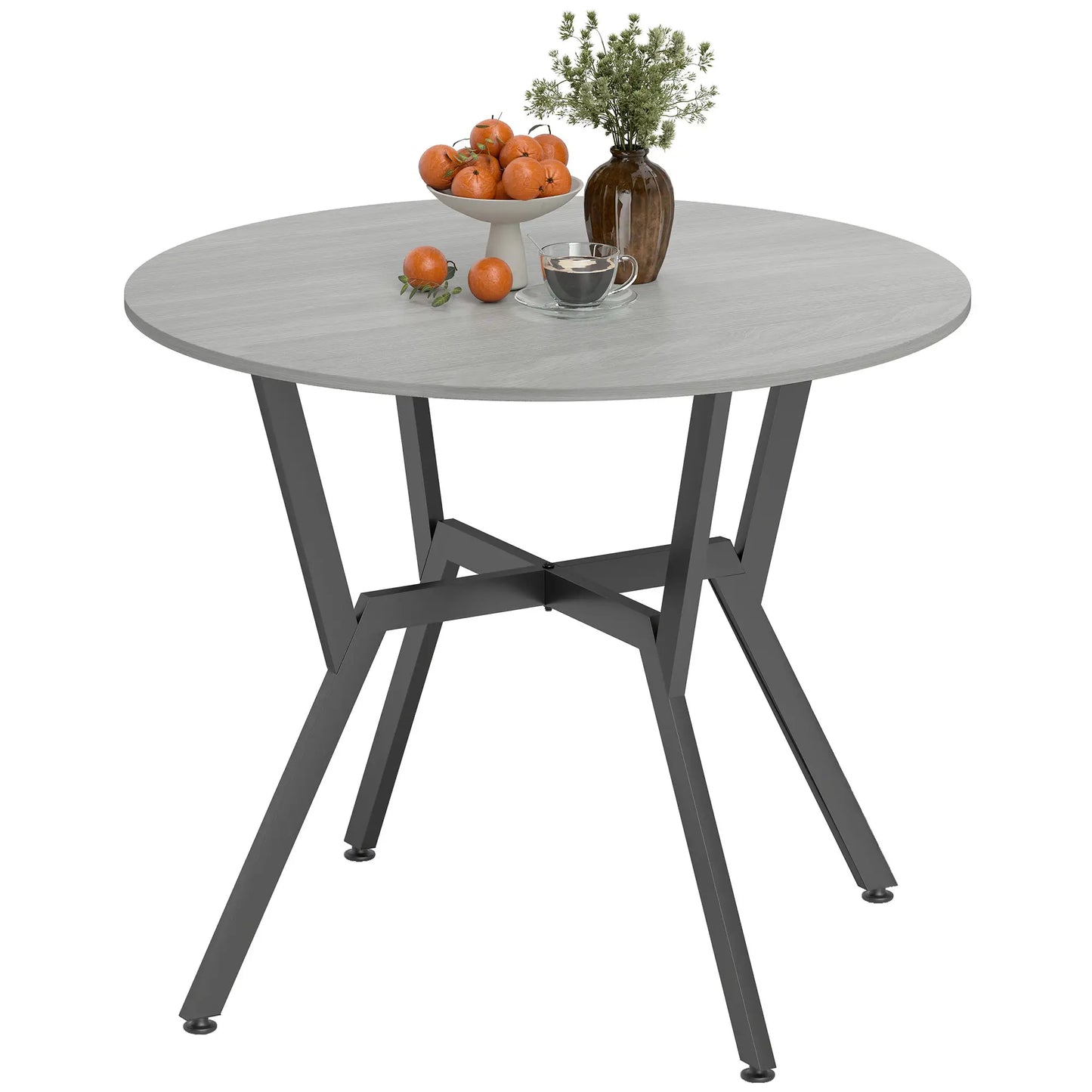 HOMCOM Round Kitchen Dining Table with Anti-Slip Foot Pads for Living Room, Dining Room, Grey