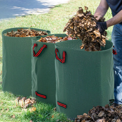 Outsunny Garden Waste Bags, 300L x 3 Heavy Duty, Foldable and Reusable Waste Sacks with Handles for Loading Leaf, Green