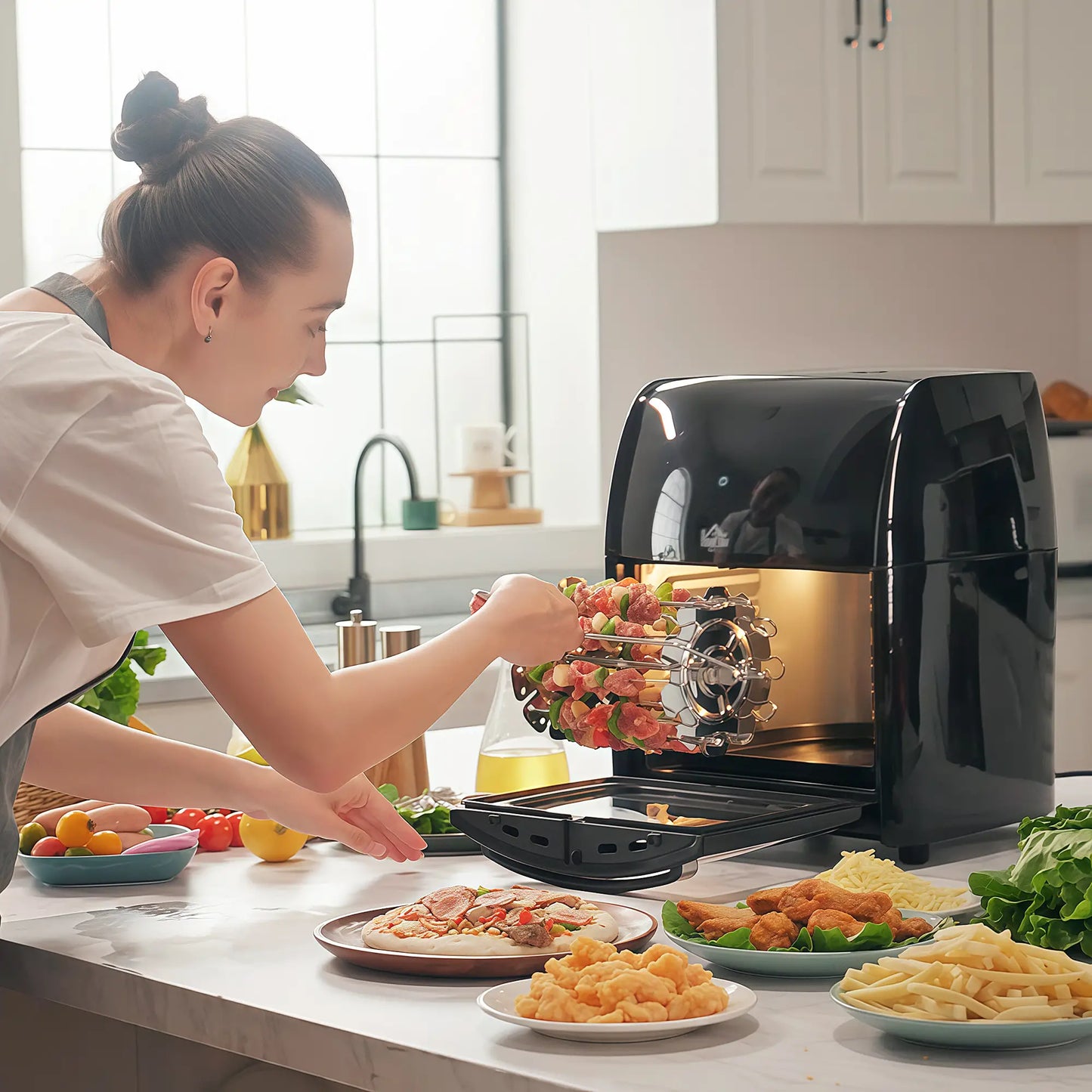 HOMCOM 12L 8 in 1 Digital Air Fryer Oven with Roast, Bake, Dehydrate, 8 Preset Modes, Rapid Air Circulation, 1800W, Black