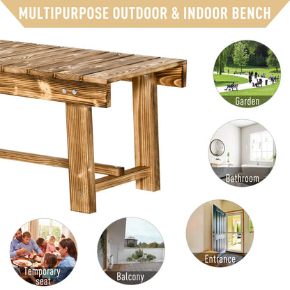 Outsunny 1 Piece 2-Seater Outdoor Indoor Wooden Garden Bench Fir Patio Loveseat, Carbonised