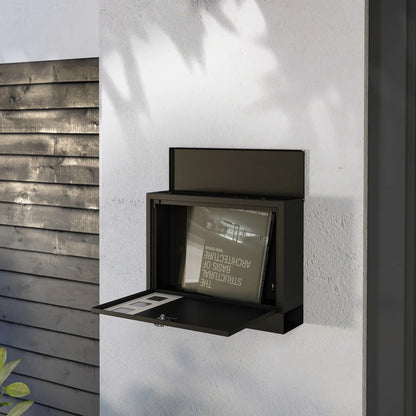 HOMCOM Wall Mounted Letterbox, Weatherproof Post Box, Modern Mailbox with 2 Keys and Viewing Windows