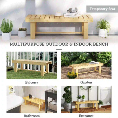 Outsunny 1 Piece 2-Seater Outdoor Indoor Wooden Garden Bench Fir Patio Loveseat, Natural