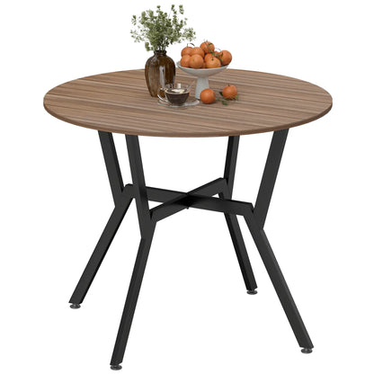 HOMCOM Dining Table, Round Kitchen Table with Black Legs, Anti-Slip Foot Pads, Brown