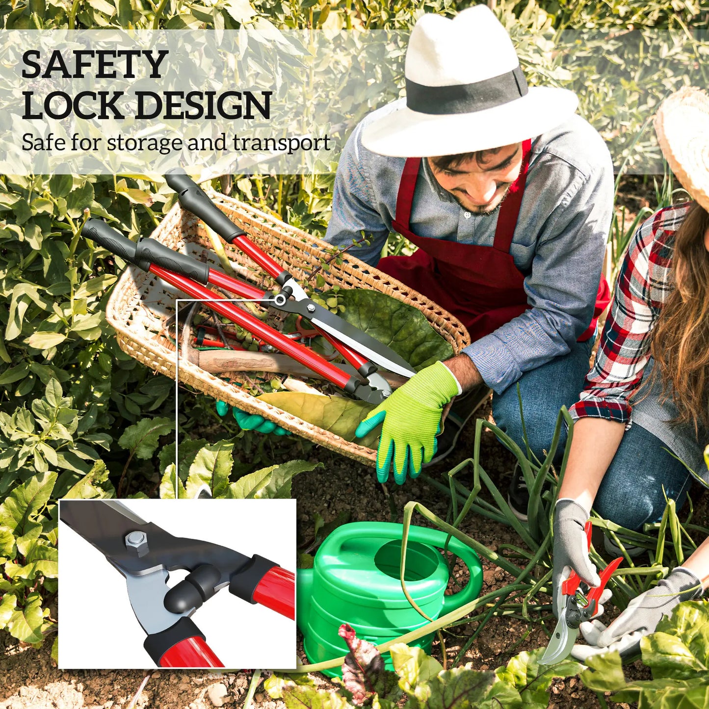 Outsunny 3 Pcs Garden Shears Set with Hedge Shears, Lopper, Garden Secateurs, Lightweight and Compact, Tree Shrub Care Kit
