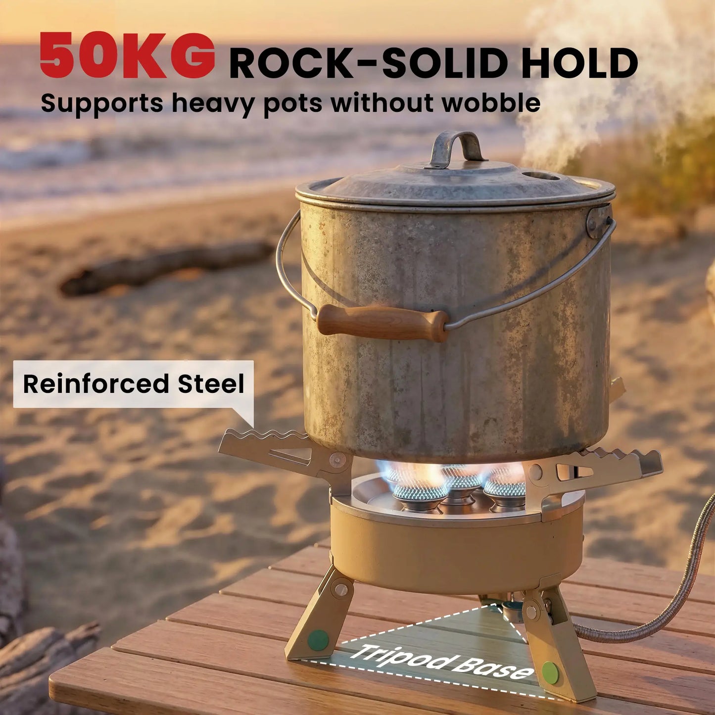 Outsunny 7000W Camping Stove with Piezo Ignition, High Power Gas Stove with 50kg Capacity for Outdoor Hiking