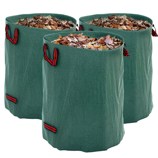 Outsunny Garden Waste Bags, 300L x 3 Heavy Duty, Foldable and Reusable Waste Sacks with Handles for Loading Leaf, Green