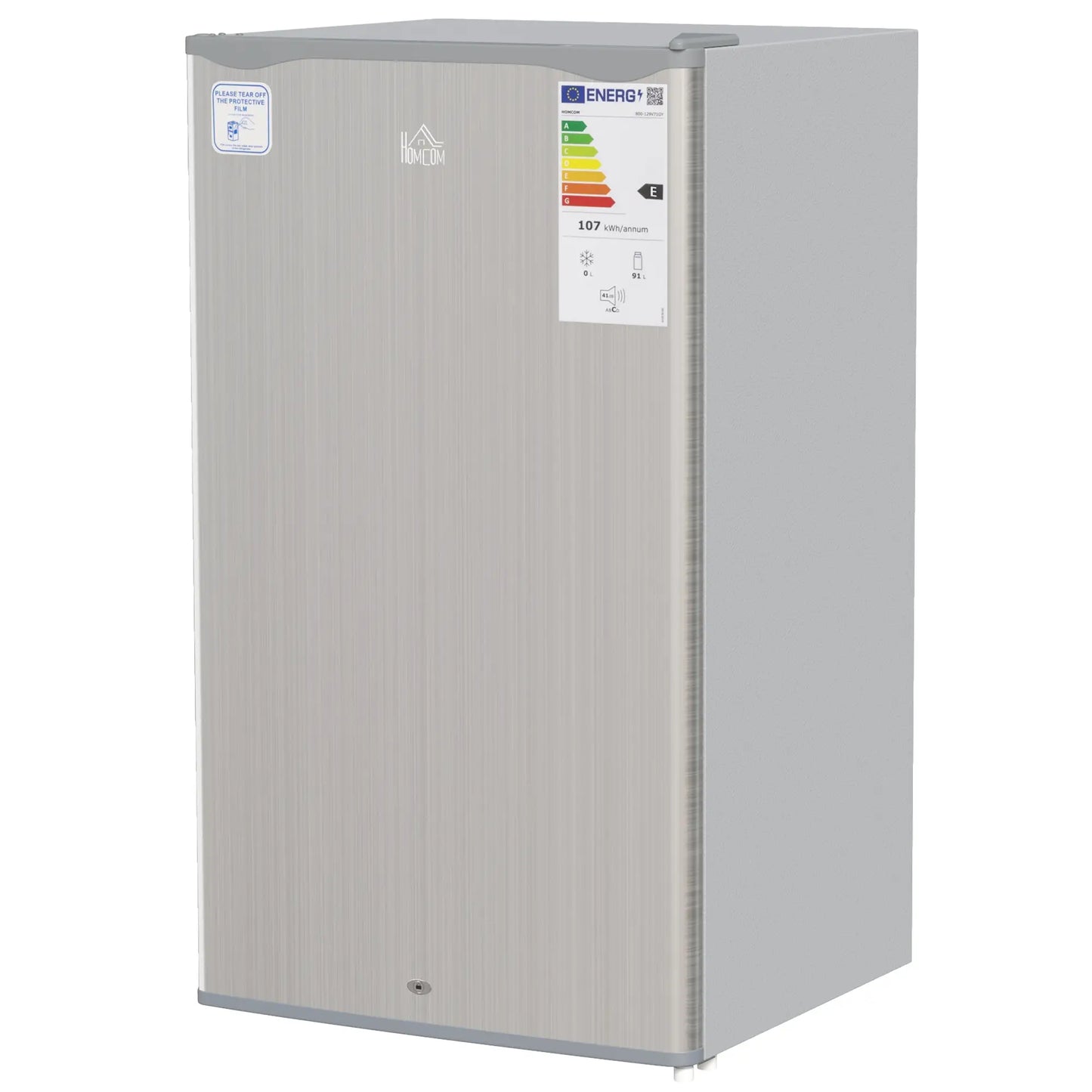 HOMCOM 91L Freestanding Under-Counter Fridge with Lock - Grey