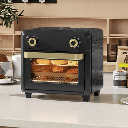 HOMCOM 10L Air Fryer Mini Oven, Oil Free Cooking, Grill, Roast, Bake, with Adjustable Temperature, Timer, 1000W, Black