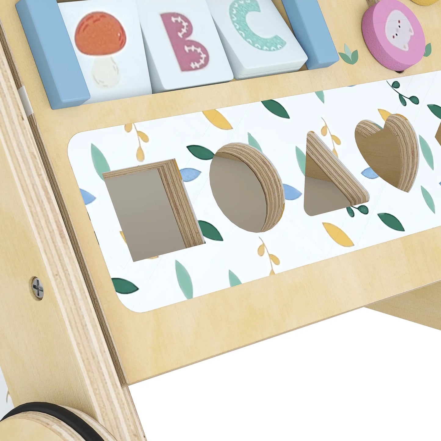 AIYAPLAY Wooden Baby Walker, Toddler Push Along Walker with Speed Control, Activity Centre for 18 Months+