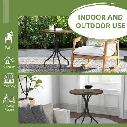 Outsunny Φ66cm Galvanised Steel Outdoor Garden Table - Brown