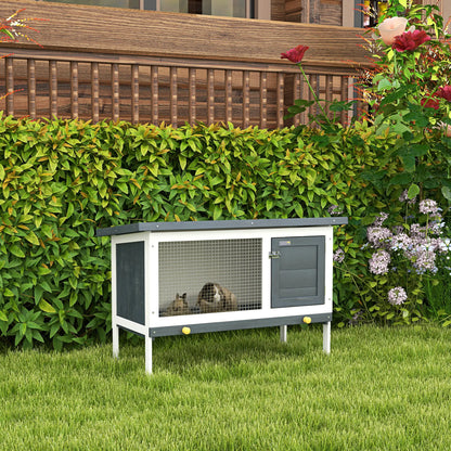 PawHut Wooden Rabbit Hutch Guinea Pig Hutch Bunny Cage Small Animal Habitat Openable Asphalt Roof for Outdoor Use