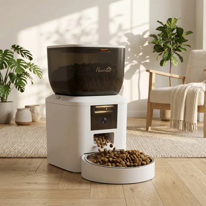 PawHut Automatic Cat Feeder with Camera, 2.4G WiFi, APP Control 4L Pet Feeder 1-10 Meals