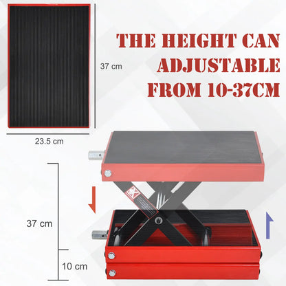 DURHAND 500KG Motorcycle Scissor Lift Jack, Height Adjustable Motorbike Stand with Anti-Slip Wide Deck, Heavy Duty Steel Repair Lift Hoist Stand for Home Garage