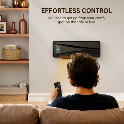 HOMCOM 2000W Ceramic Electric Heater with Fan, Adjustable Thermostat, Wall Mounted - Black