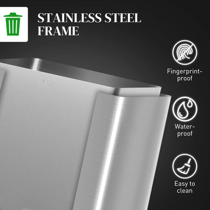 HOMCOM 30L Dual Compartment Stainless Steel Kitchen Bin with Deodoriser Holders - Silver Tone