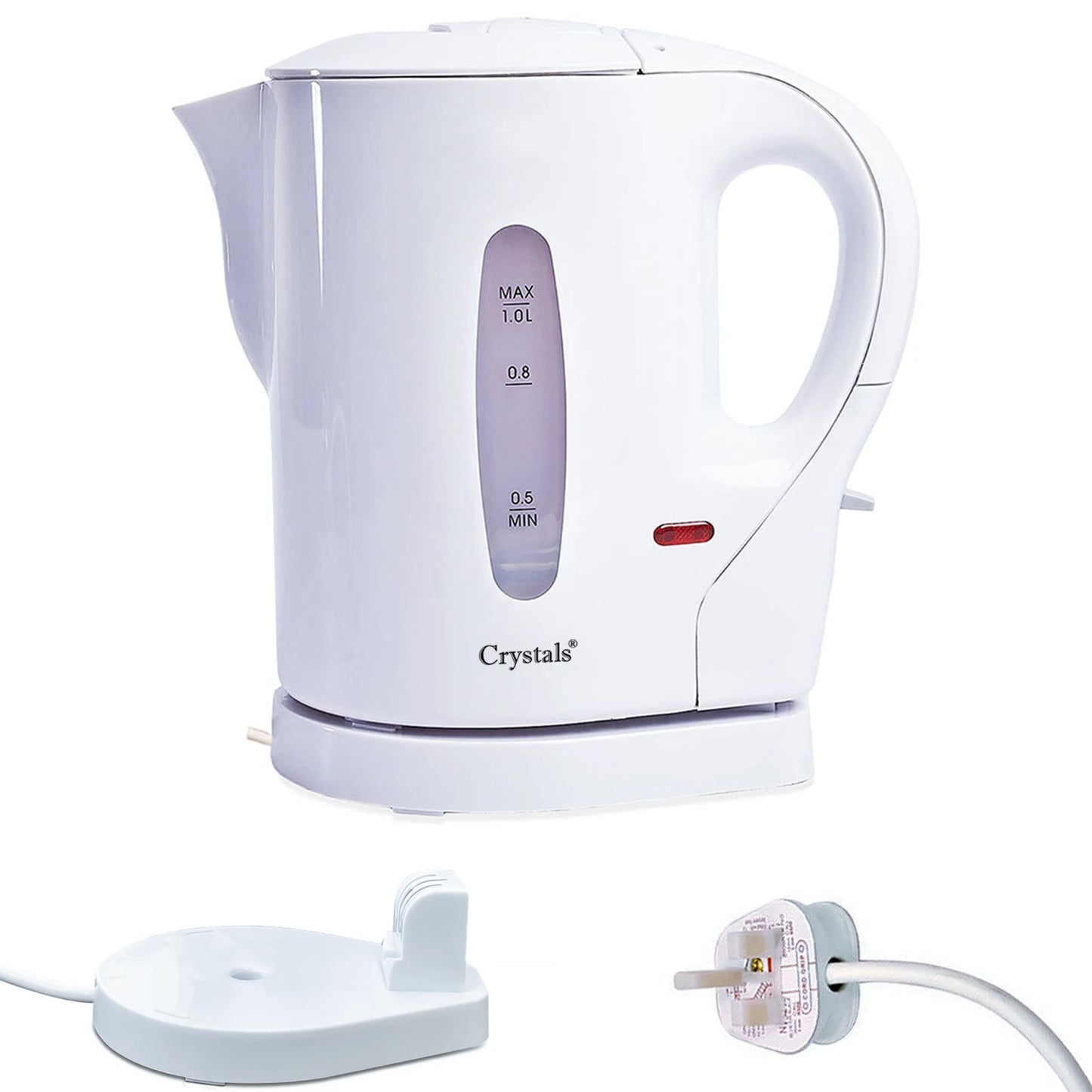 830w Electric Kitchen Cordless Kettle Caravan Travel Hot Water Jug, White 1 Ltr