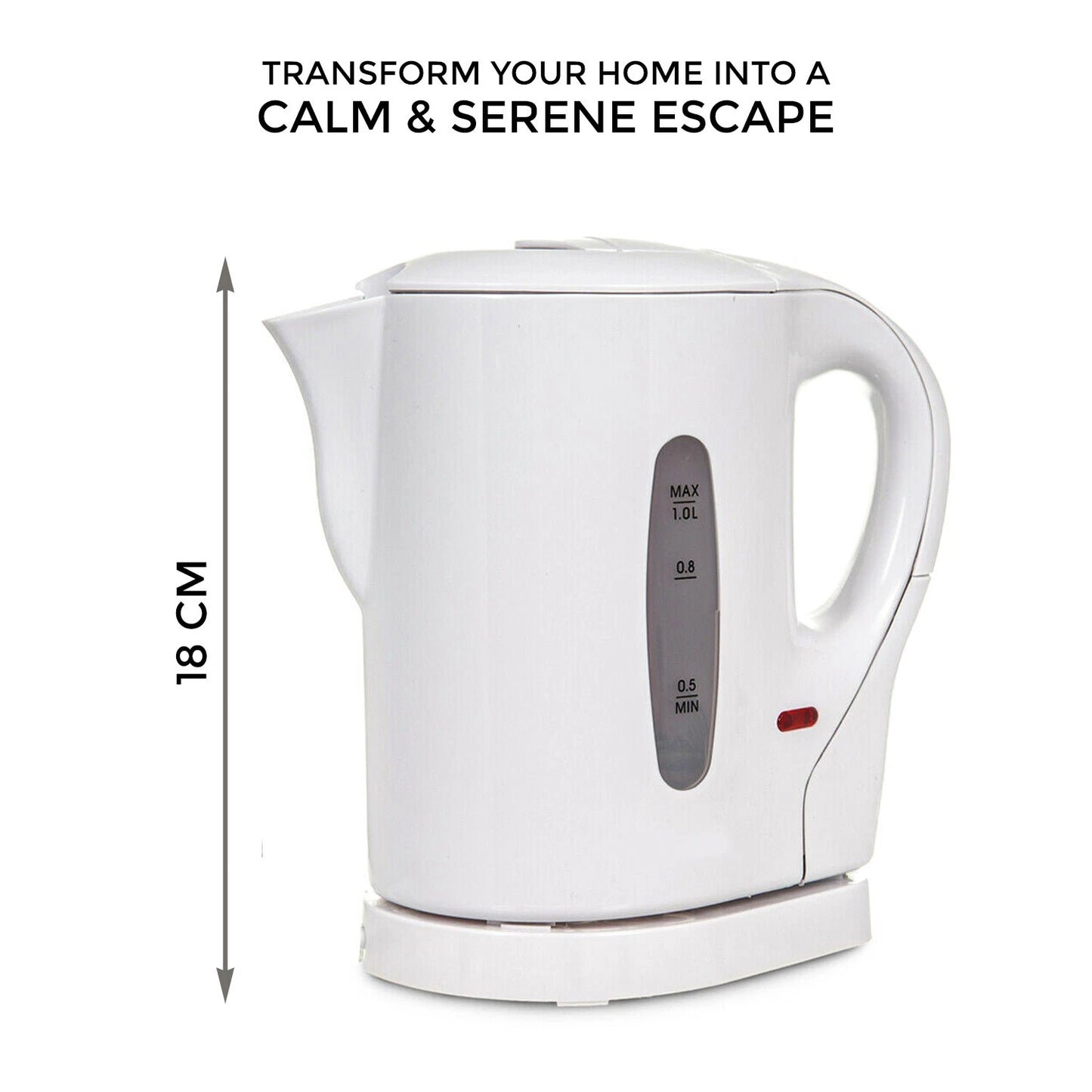 830w Electric Kitchen Cordless Kettle Caravan Travel Hot Water Jug, White 1 Ltr