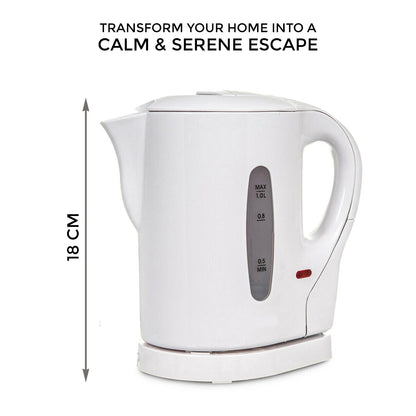 830w Electric Kitchen Cordless Kettle Caravan Travel Hot Water Jug, White 1 Ltr
