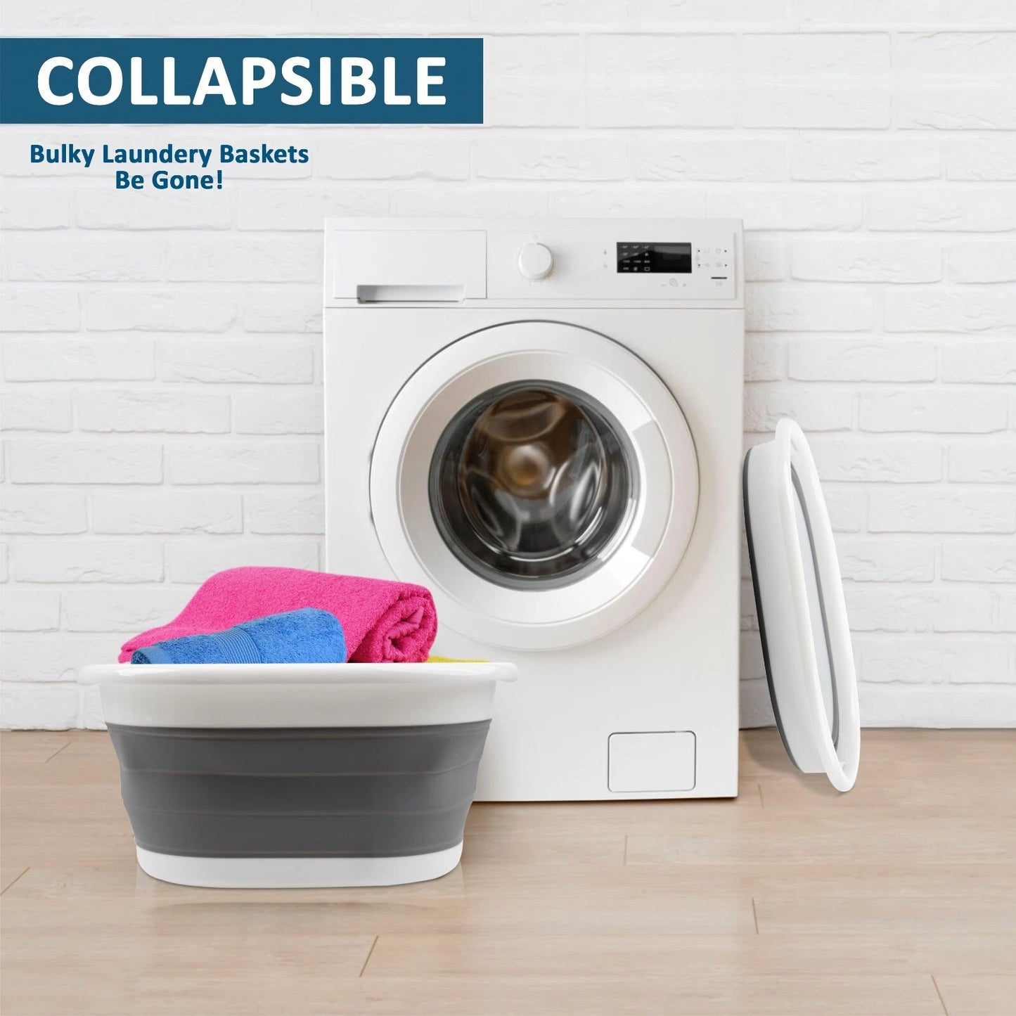 Crystals Collapsible Laundry Basket Foldable Compact Washing Cloth Storage Bin Large