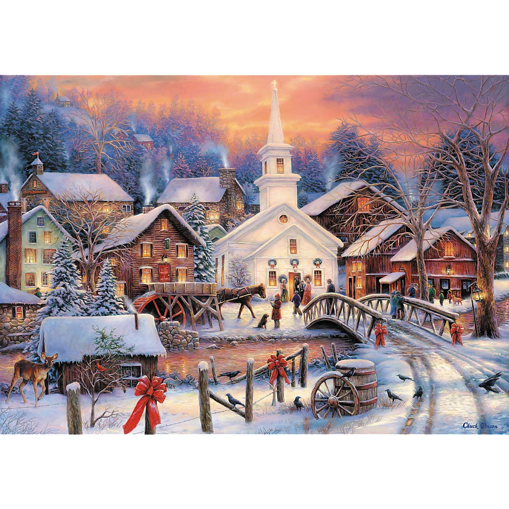 Jigsaw Puzzle Olde White Christmas Village Town Hope Runs Deep Xmas Gift - 1000 Piece