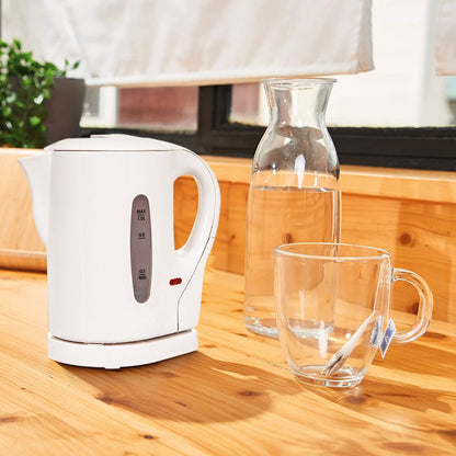 830w Electric Kitchen Cordless Kettle Caravan Travel Hot Water Jug, White 1 Ltr