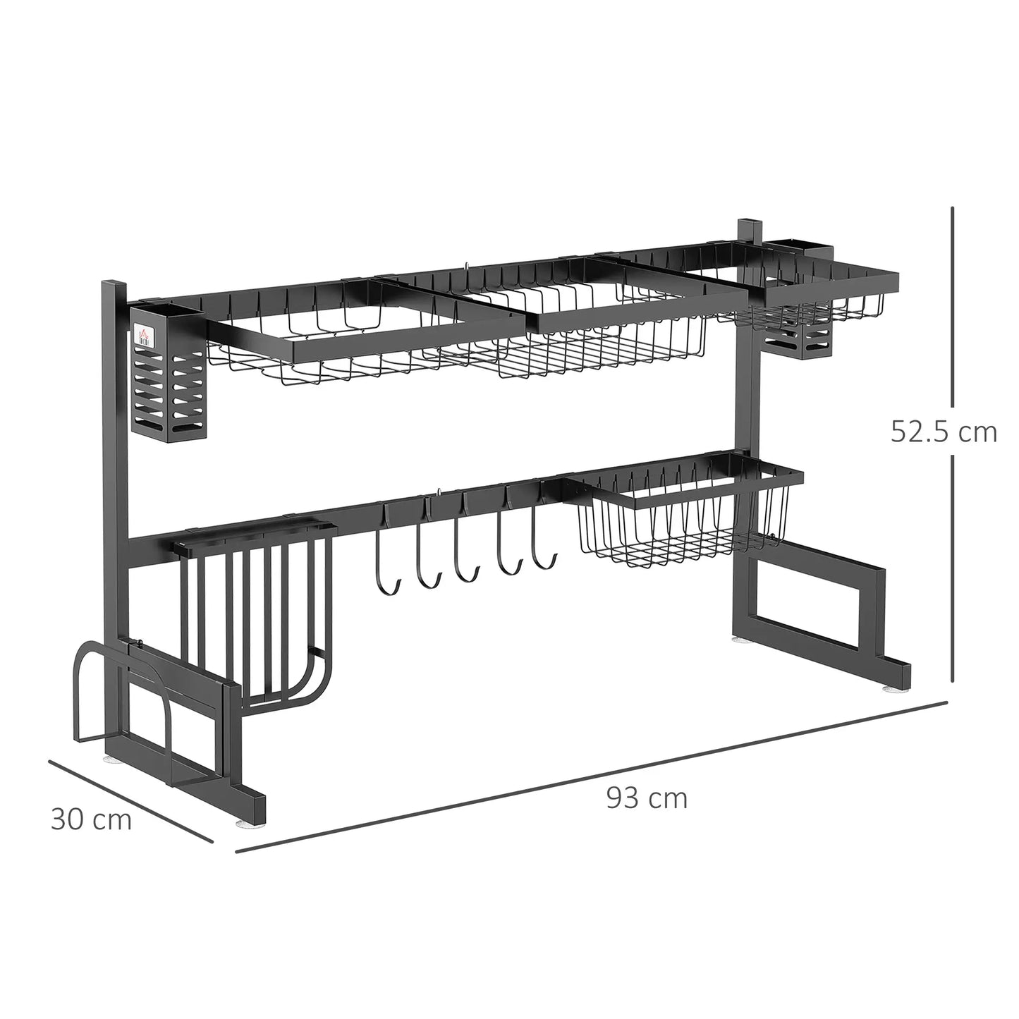 HOMCOM 93cm Kitchen Modular Over-Sink Drying Rack Dish Drainer, Rust-Proof