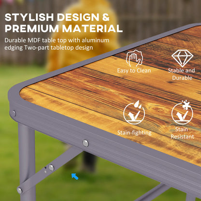 Outsunny 3ft Folding Camping Trestle Table Height Adjustable Aluminium Outdoor Garden Party Picnic BBQ Kitchen