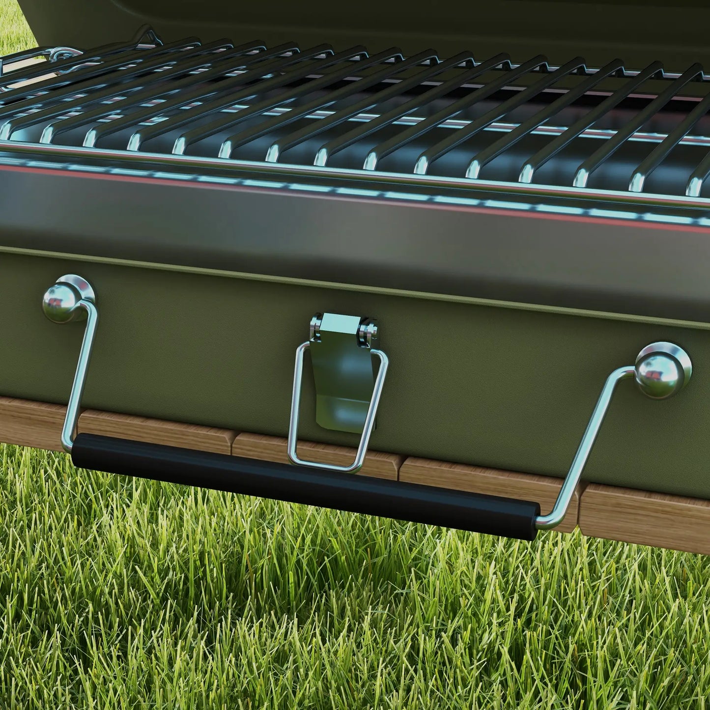 Outsunny Metal Charcoal Barbecue Grill Portable Foldable BBQ Grill - Green