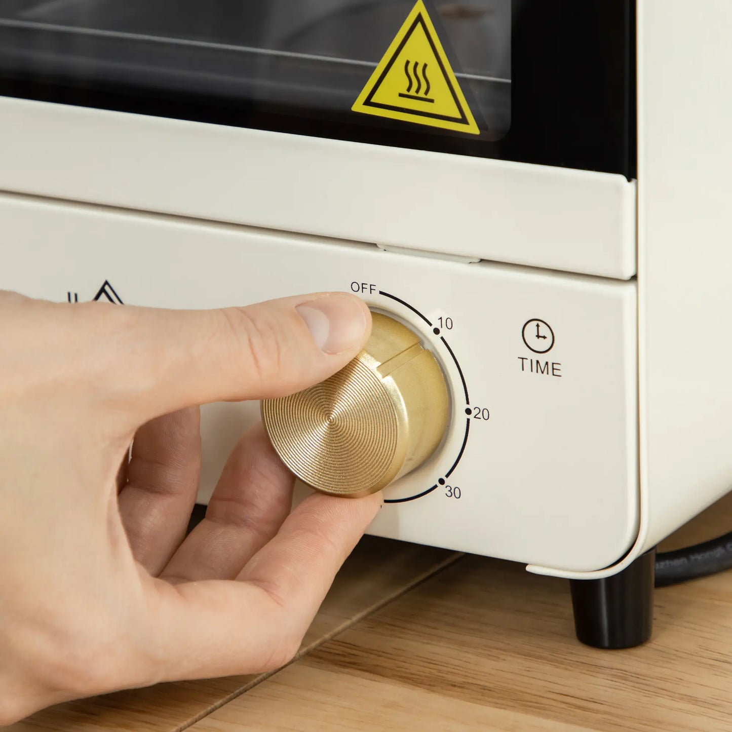HOMCOM 15 Litres Electric Mini Oven, Grill with 60-230℃ Adjustable Temperature, 1000W, Cream White