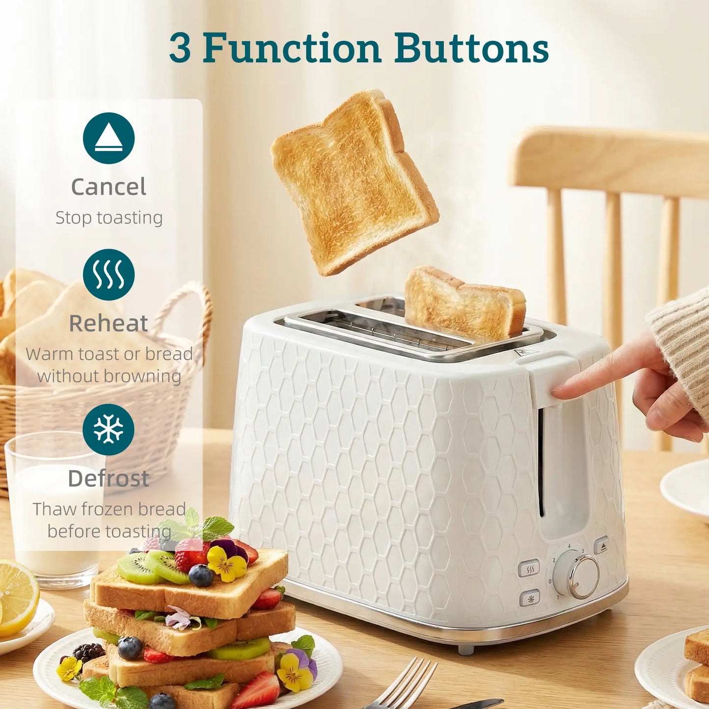 HOMCOM Kettle and Toaster Set, 1.7L 3000W Rapid Kettle with Limescale Filter, 2 Slice Toaster, Cream