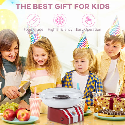 HOMCOM Candy Floss Machine, 550W Retro Cotton Maker Gadgetry with 10 Candyfloss Sticks, Non-Slip Base, Red