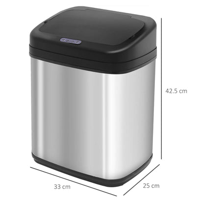 HOMCOM 20L LUXURY Automatic Sensor Dustbin Kitchen Waste Bin Rubbish Trashcan Auto Dustbin Stainless Steel with Bucket