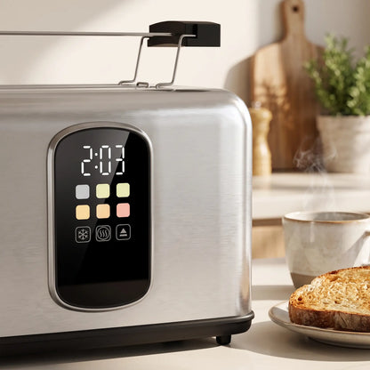 HOMCOM 2 Slice Smart Toaster with Touch Screen, LED Countdown & Warming Rack, Memory Function