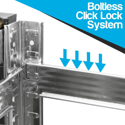 Boltless Garage Large Shelving Rack Galvanised Steel Frame Heavy Duty - Silver