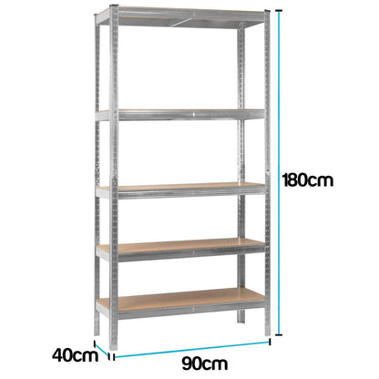 Boltless Garage Large Shelving Rack Galvanised Steel Frame Heavy Duty - Silver