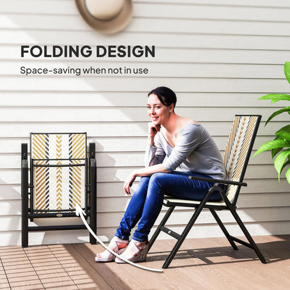 Outsunny Rattan Reclining Garden Chairs, Foldable - Orange